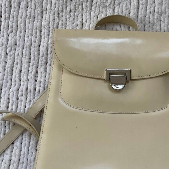 Lamarthe Sleek Cream Leather Backpack - Picture 2 of 5